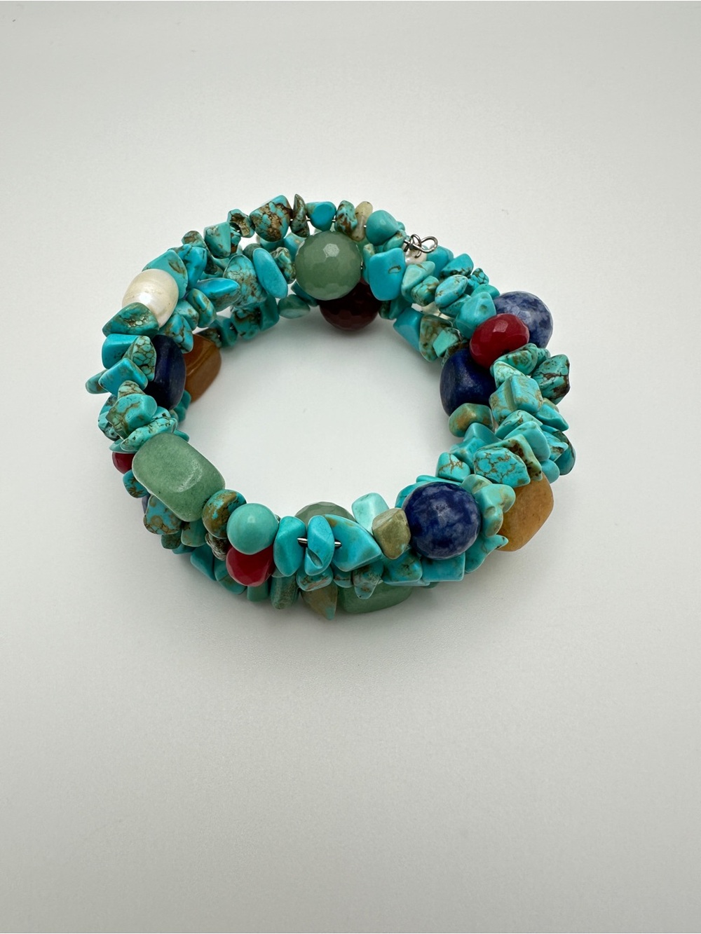 Native American inspired, southwestern, "fruit salad" coil boho bracelet